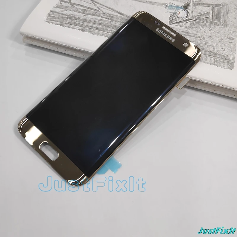 Gold no frame Super AMOLED для samsung Galaxy S7 Edge G935F G935FD горящий в тени ЖК-дисплей сенсорный экран дигитайзер 5,5 ''с рамкой - Цвет: Gold no frame