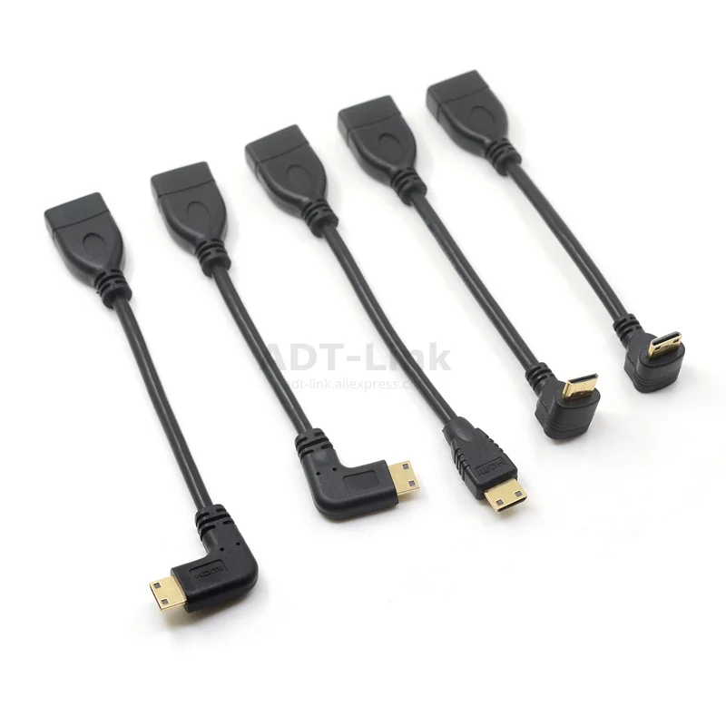 Вверх вниз правый угловой мини HDMI к HDMI Мужской к женскому кабелю 10 см для портативных ПК HDTV Тип C hdmi мини hdmi Угловой адаптер