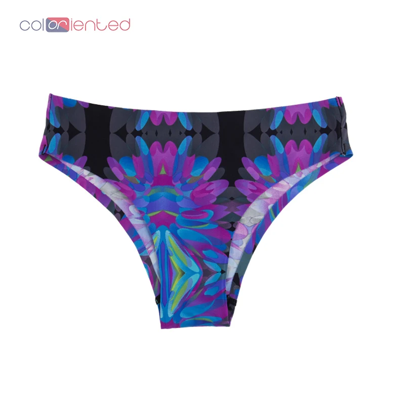 

COLORIENTED 2019 High Quality Breathable New Style Fashionable Elegant Sexy Ice-silk Imprinted Mid-Rise Underpants Small In Size