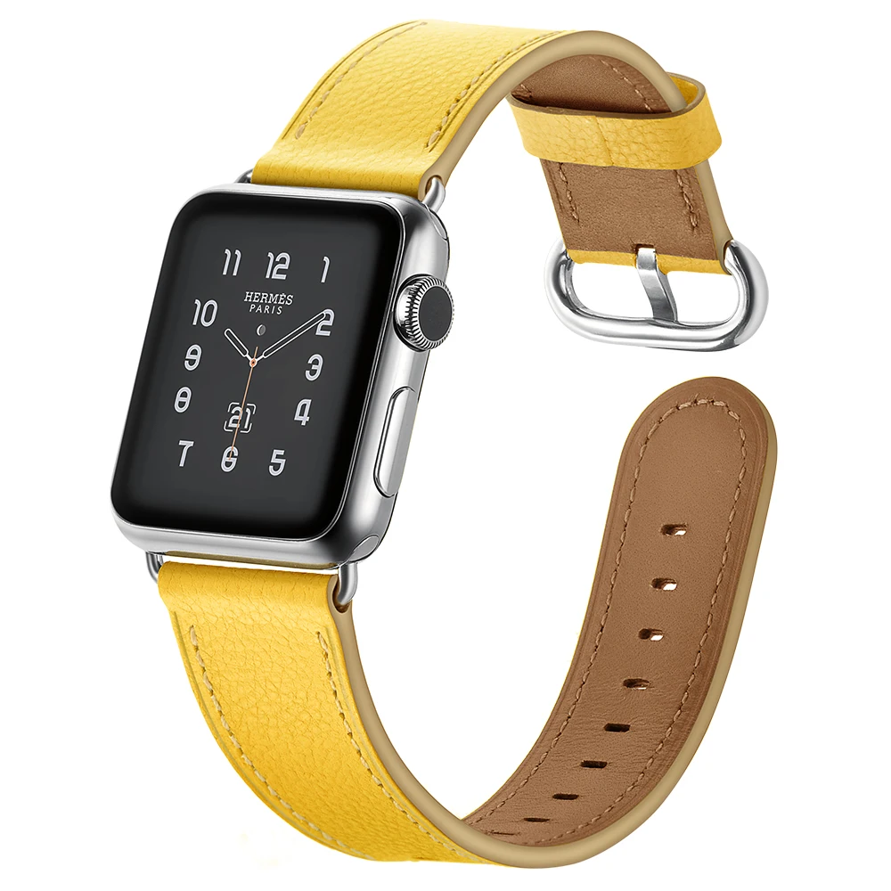 Ремешок из натуральной кожи для Apple Watch Series 4 милый цветной браслет 1 2 3 iWatch 38 42