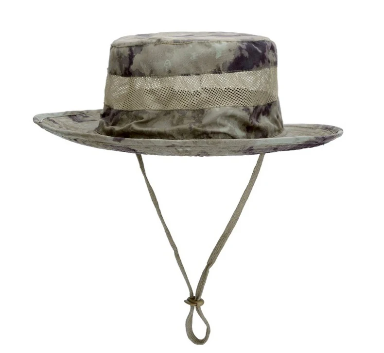 Khaki Camo Летняя тактическая армейская камуфляжная кепка Boonie, Мужская быстросохнущая дышащая сетчатая Кепка Multicam Camo, повседневная Пейнтбольная Военная Панама - Цвет: Khaki Camo