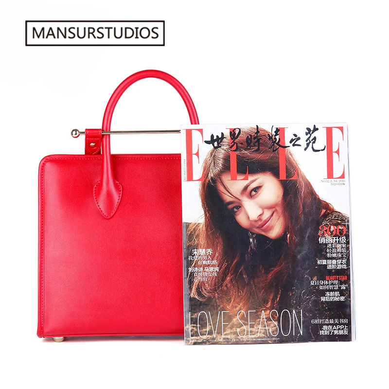 Женский модный портфель Mansurstudios из натуральной кожи известная сумка через плечо