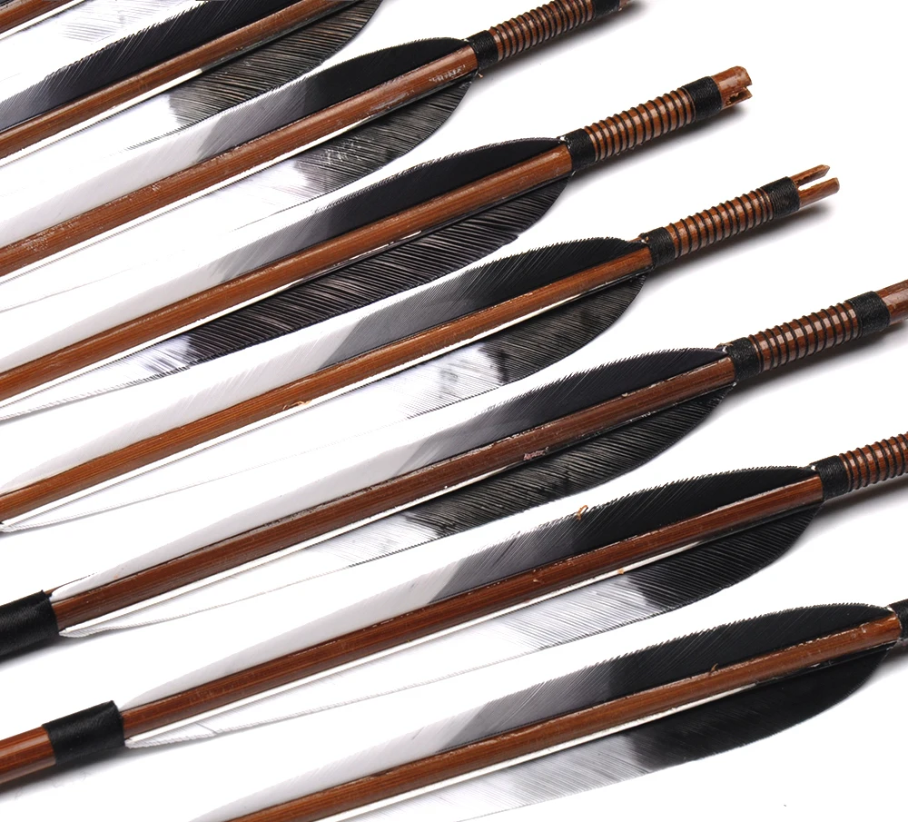 30 дюймовые бамбуковые стрелы Spine 500 перо индейки для лука длиной 20 50 фунтов