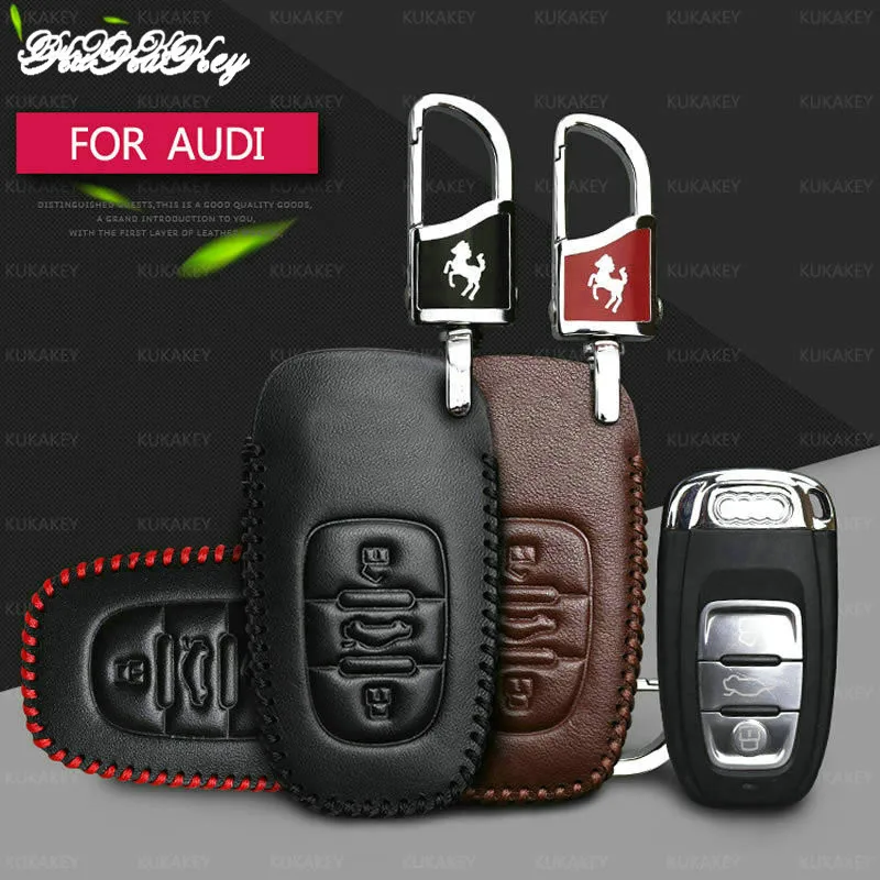 Качественный 100% кожаный чехол для автомобильного ключа защитный Audi Q3 Q5 Sline A3 A5 A6 C5