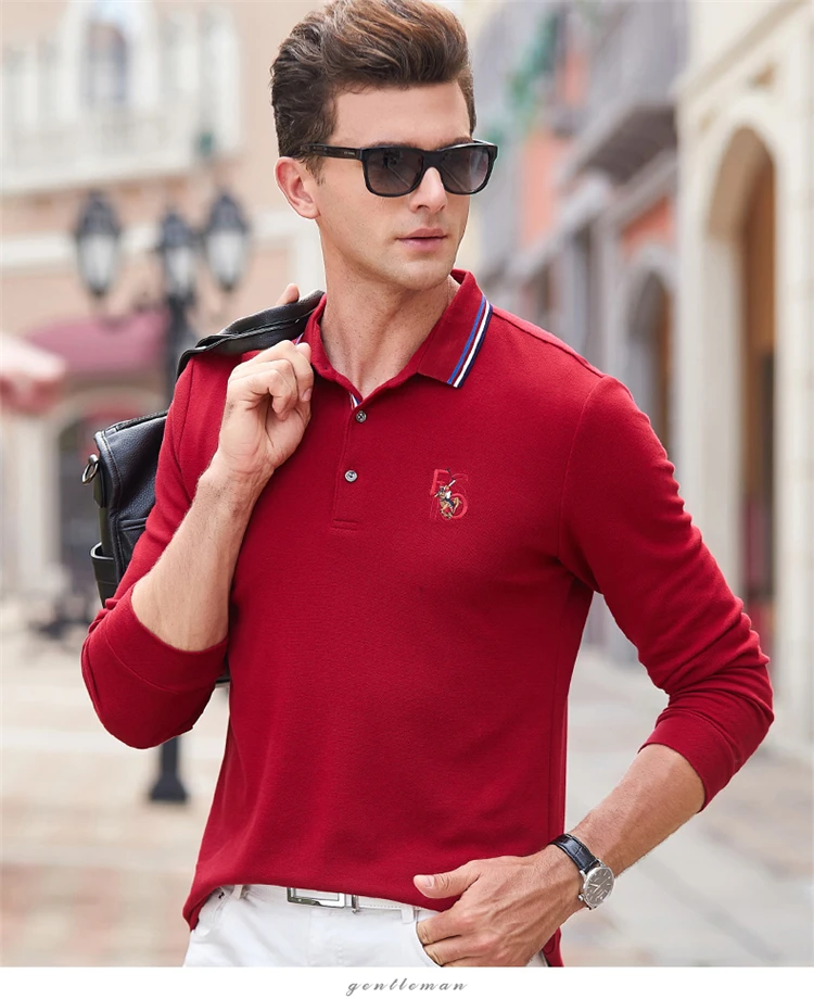 Hollirtiger polo, мужская рубашка с длинным рукавом, Мужская брендовая одежда, одноцветная, высокое качество, Осень-зима, повседневные рубашки поло, мужские Поло
