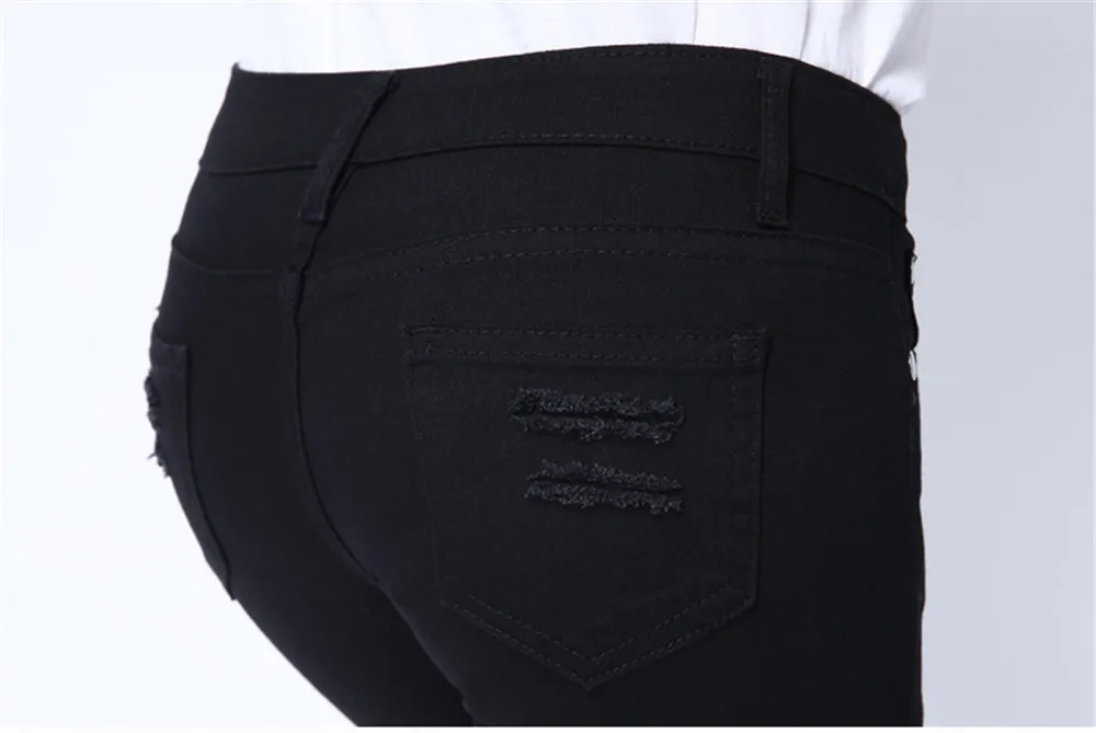 Whole cotton Hollow out hole Elastic force Pencil pants Leggings high waist jeans woman skinny women jeans mujer jean plus size
