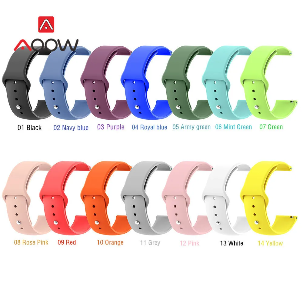 20 мм 22 мм силиконовый ремешок для часов samsung Galaxy Watch Active 42 мм 46 мм huawei gt gear Sport S2 S3 Huami amazfit bip ремешок
