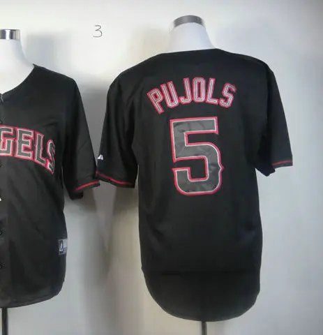 Все прошитой американский сша бейсбол человека джерси # 5 альберт Pujols черный