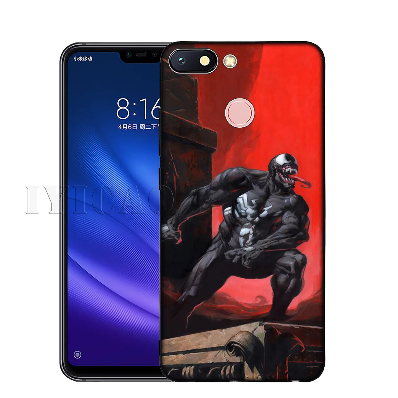 IYICAO Marvel Venom Soft Silicone Phone Case for Xiaomi Redmi K30 K20 8A 7A 6A 5A S2 GO Note 8 8T 7 5 6 Pro Black TPU Cover |