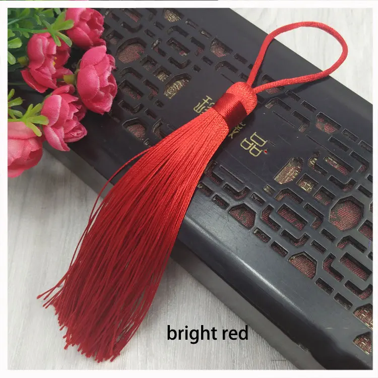 bright red 2 шт./лот, 12 см, висячая веревка с кисточкой, шелковая бахрома, декоративные кисточки для шитья штор, одежда, аксессуары для украшения дома - Цвет: bright red