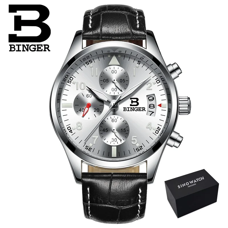 3LBW PLUS-Original Швейцарские BINGER мужские часы люксовый бренд Кварцевые водонепроницаемые полностью из нержавеющей стали хронограф секундомер наручные часы B9202-2 - Цвет: 3LBW PLUS-Original