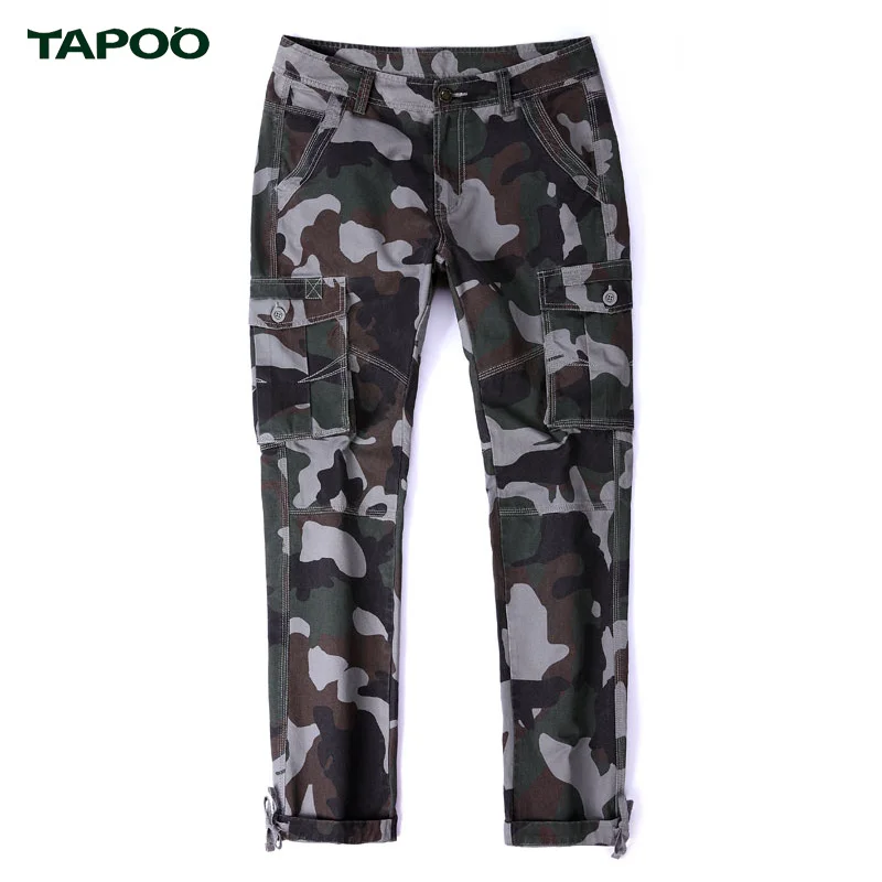 TAPOO Бренд Брюки Мужские Камуфляж Свободные Моды Тонкий Вскользь Простой Army Green