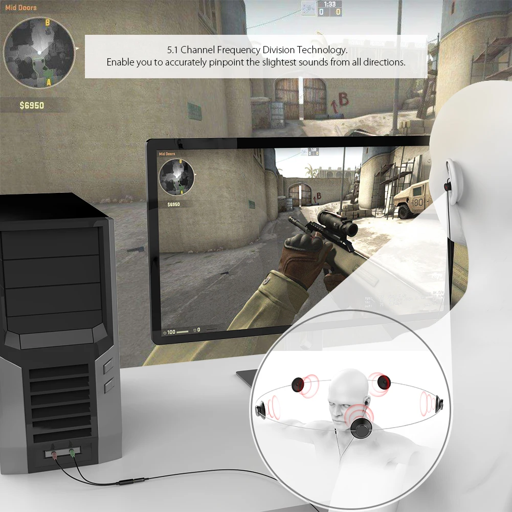 Игровая гарнитура dodocool наушники для телефона виртуальный объемный звук 5 1 с