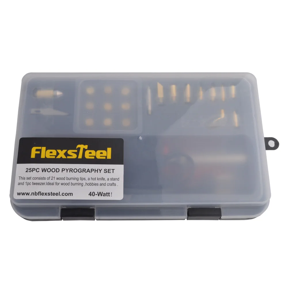 Flexsteel 25 шт. 40 Вт древесная пирография набор деревянный для выжигания с 21 сжигания