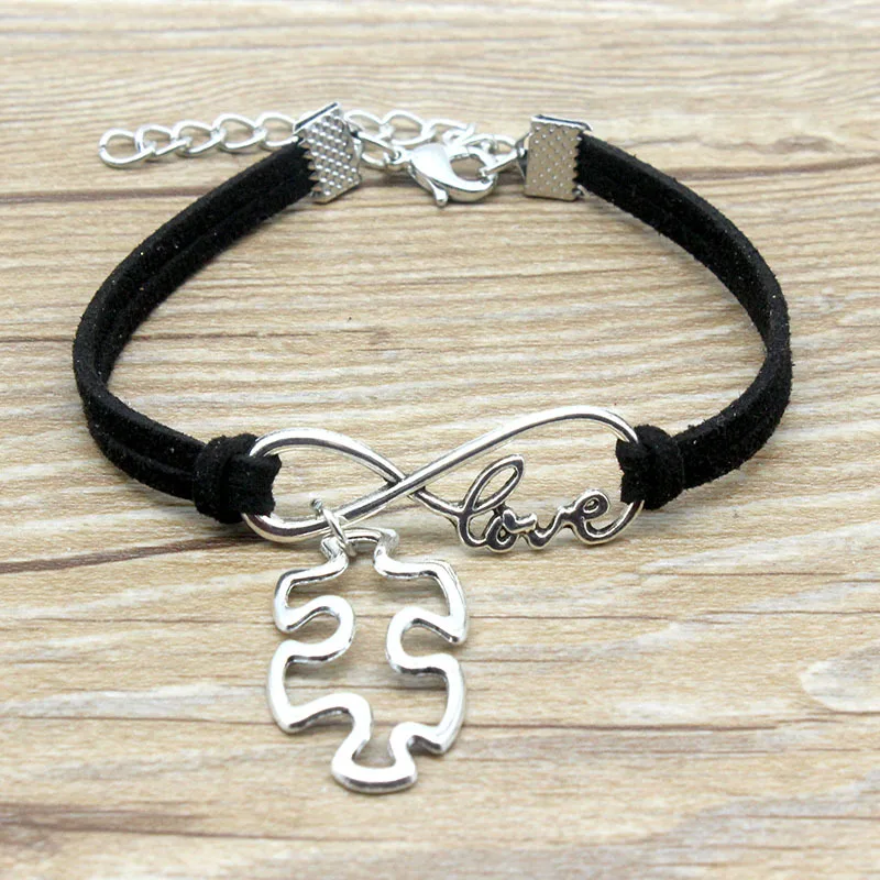 Новинка 2019 античный серебряный пазл в форме аутизма бесконечность символ любви