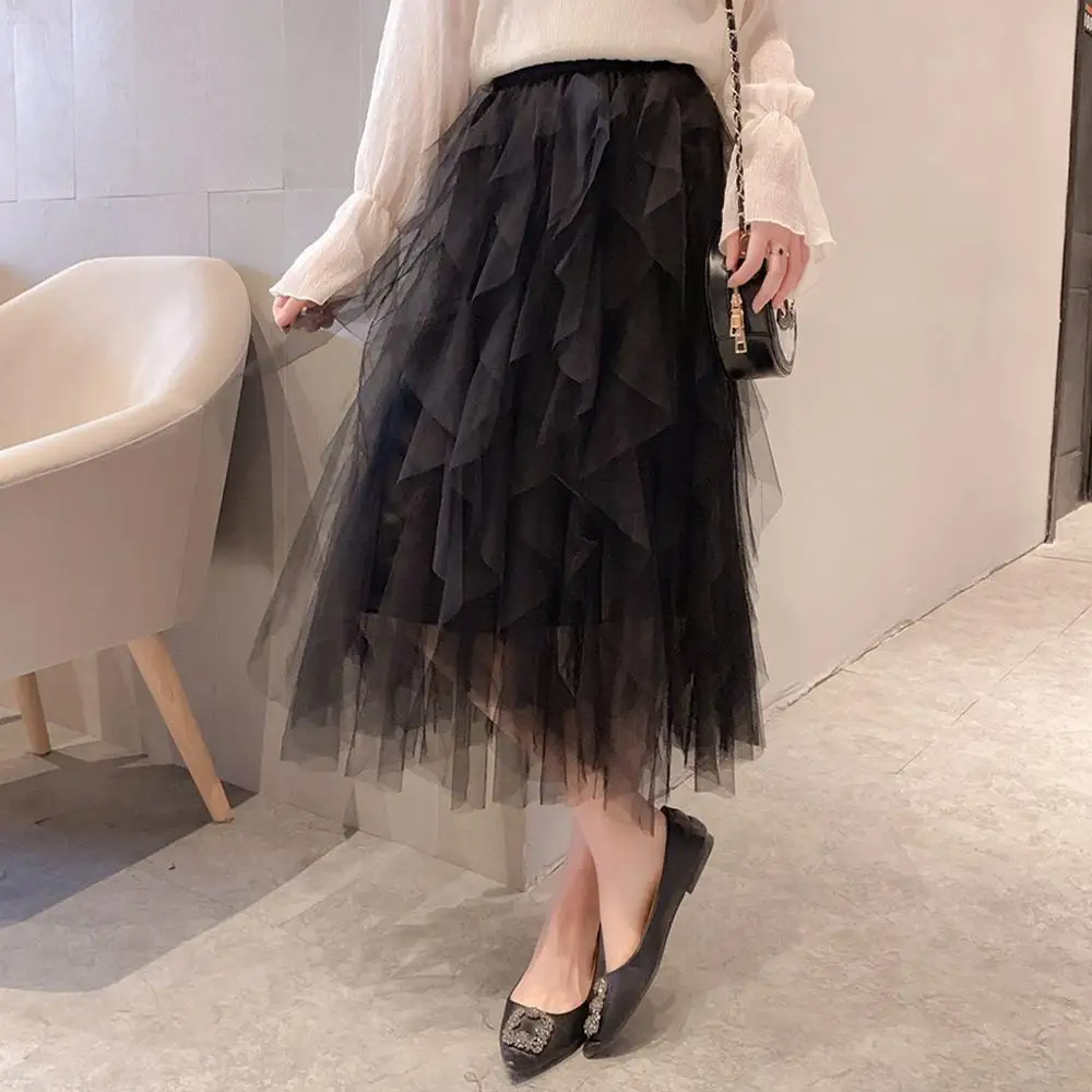 Женская юбочка из тюля длинная эластичная с высокой талией|Женские юбки| |