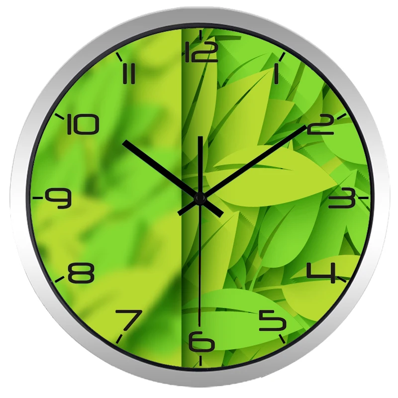 Универсальные зеленые часы для ухода за глазами удобные настенные с листьями