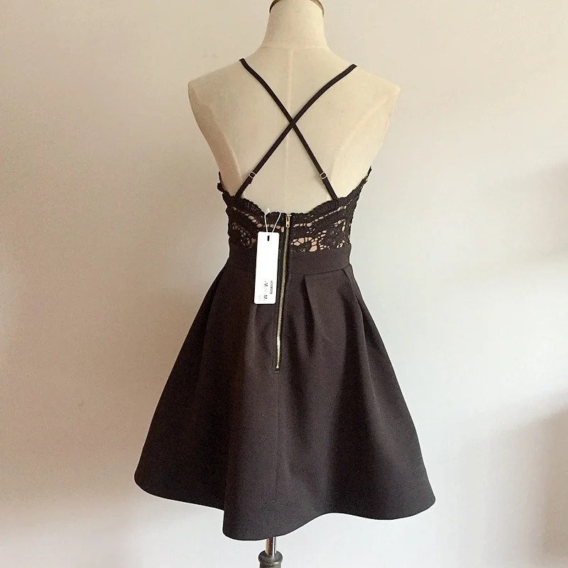 XiM & M @ ch милое черное платье Vestido branco с v образным вырезом и открытой спиной