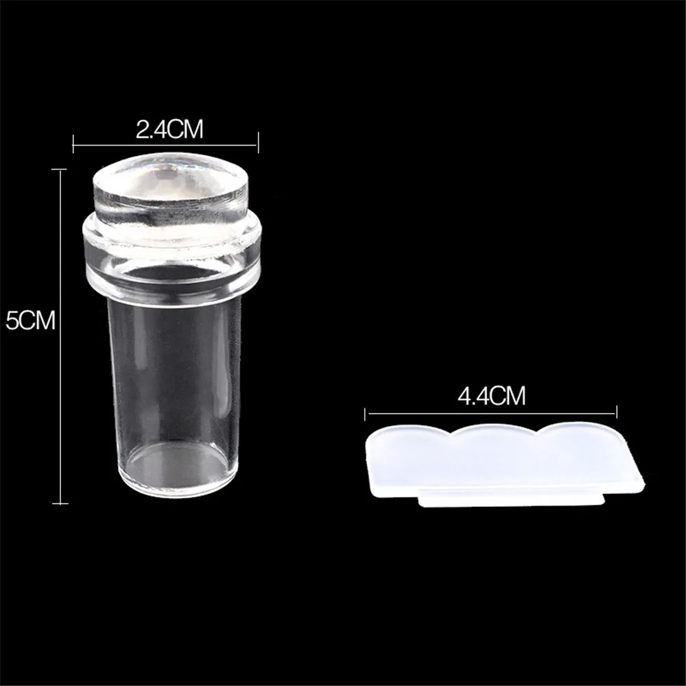 Nail Art Templates Pure Clear Jelly Silicone Stamping Plate Scraper with Cap Transparent 2.4cm Stamp Set 1 PC | Красота и здоровье