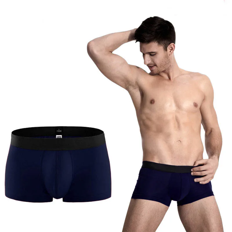 

Cotton Solid Mens Underwear Middle Waist Simple Style Male Boxer Shorts Breathable U Pouch High Quality Elasticity Underpants