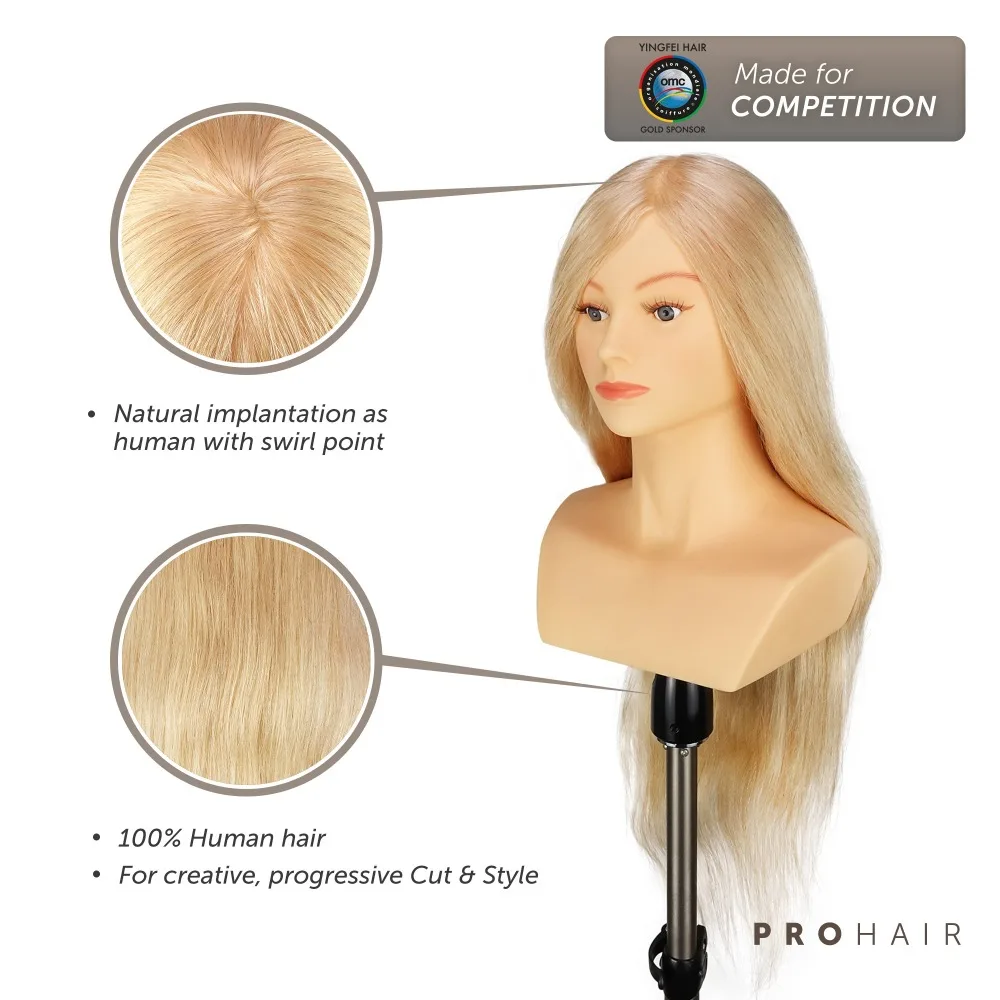 Манекен головка 60 см 24 &quot100% человеческие волосы светильник светлые Competition Head