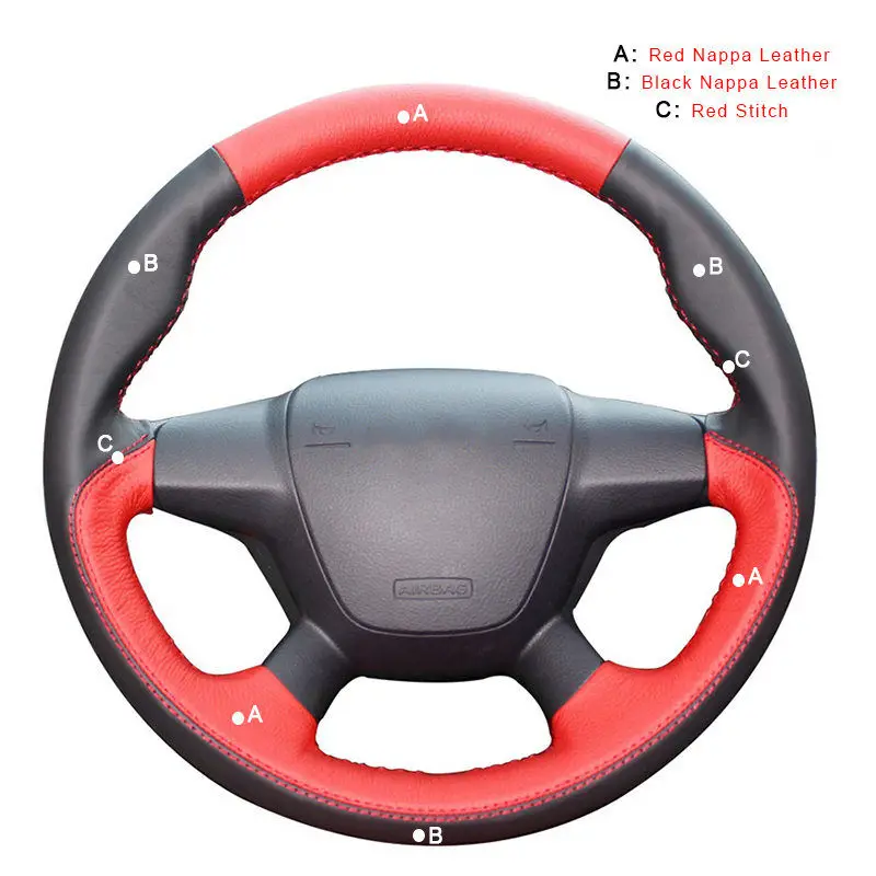 Top Layer Leather Оплетка автомобиля на рулевом колесе Крышка для Ford Focus 3 2012- Kuga Escape 2013- C-MAX 2011- авто кожаное колесо крышка - Название цвета: Top Layer Leather