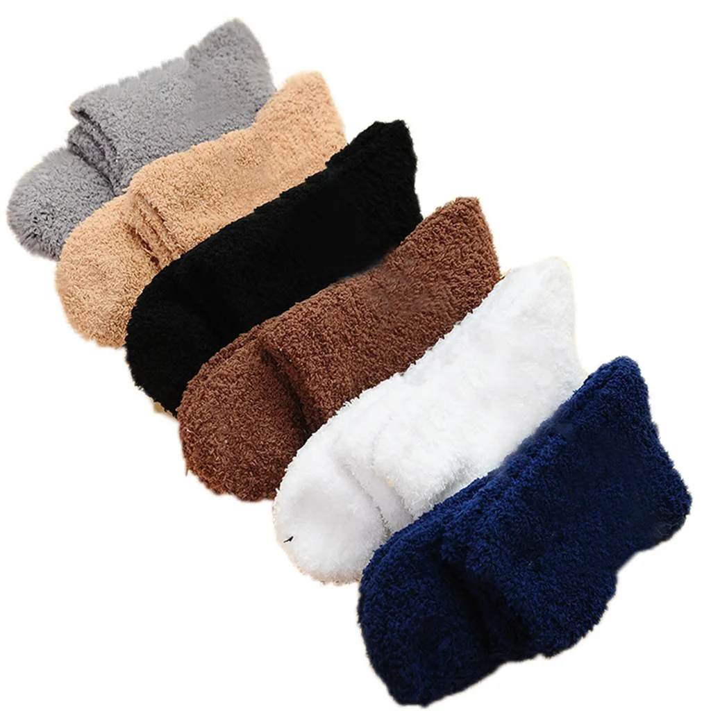 

Men Socks Boy Soft Bed Floor Socks Warm Fluffy Pure Winter Color Comfortable Harajuku Hot Sale Free Shipping