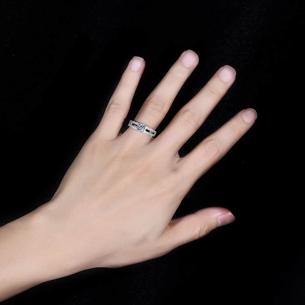 TransGem 14K 585 White Gold Center 1.1ct 6*6mm F Color Cushion Cut Moissanite Engagement Ring with a Split Shank Birthday Gifts | Украшения