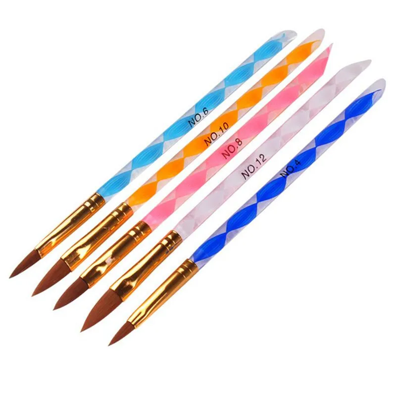 5 шт./лот кисть для дизайна ногтей акриловой жидкости УФ-гель акриловая пудра Kolinsky