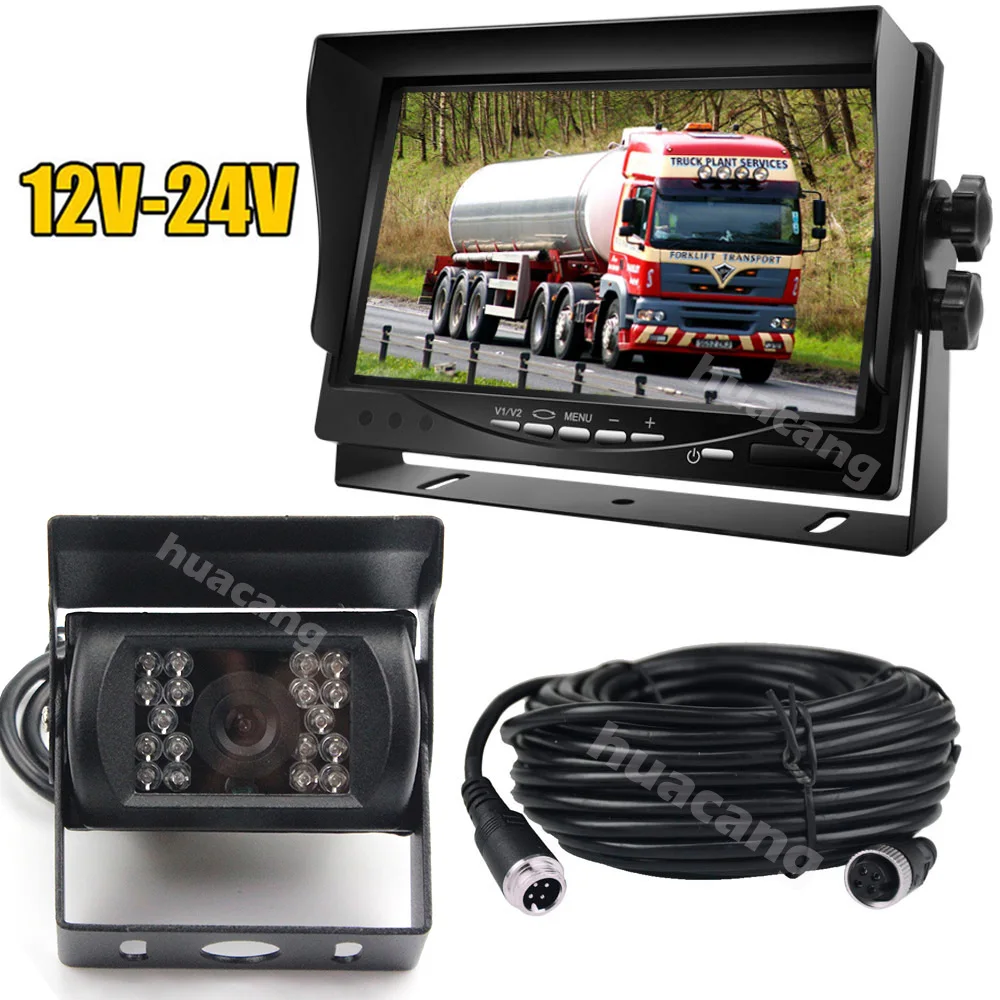

12V-24V Truck Bus RV 7 inch TFT LCD HD 800x480 Reversing Rear View Monitor +Vehicle Backup Night Vision Camera