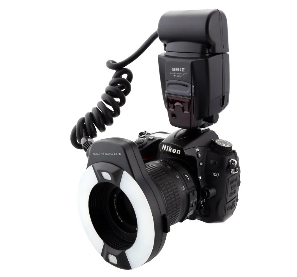Фото Кольцевая вспышка Meike MK-14EXTN Macro TTL для Nikon i-TTL со светодиодной подсветкой AF D7100 D7000 D5100 D5000 D750 D800 D600 D5300 D90 №4