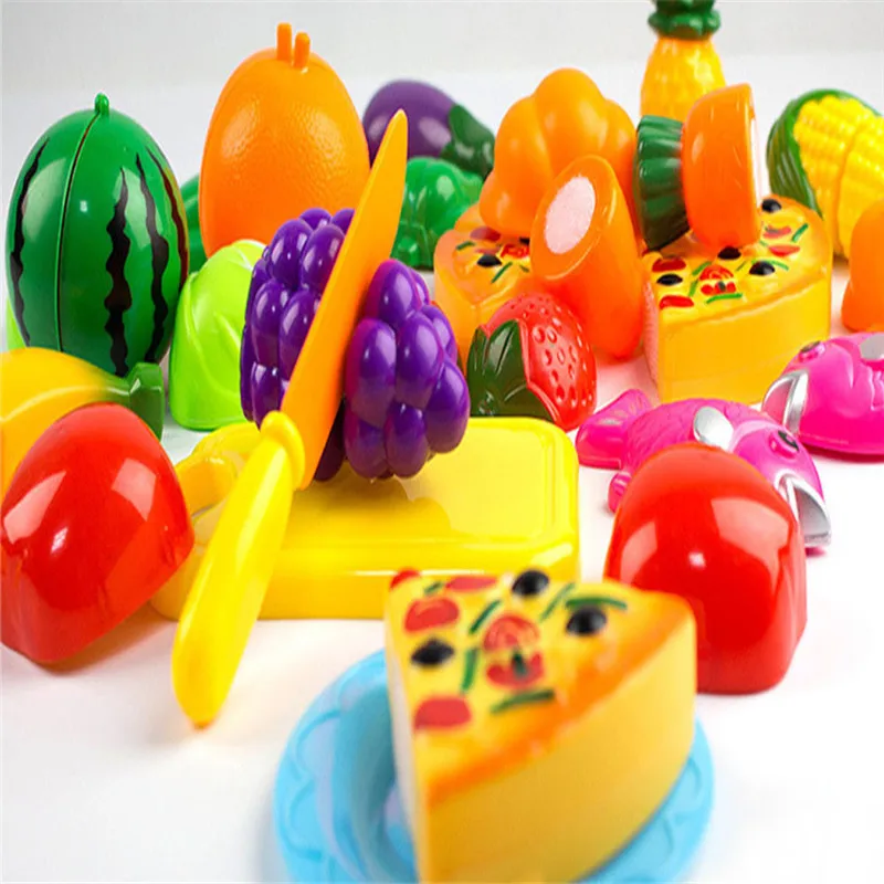 

24 Pieces Kitchen Dinner Cutting Treats Fun Play Food Set Living Toys for Kids B# dropshipng 906