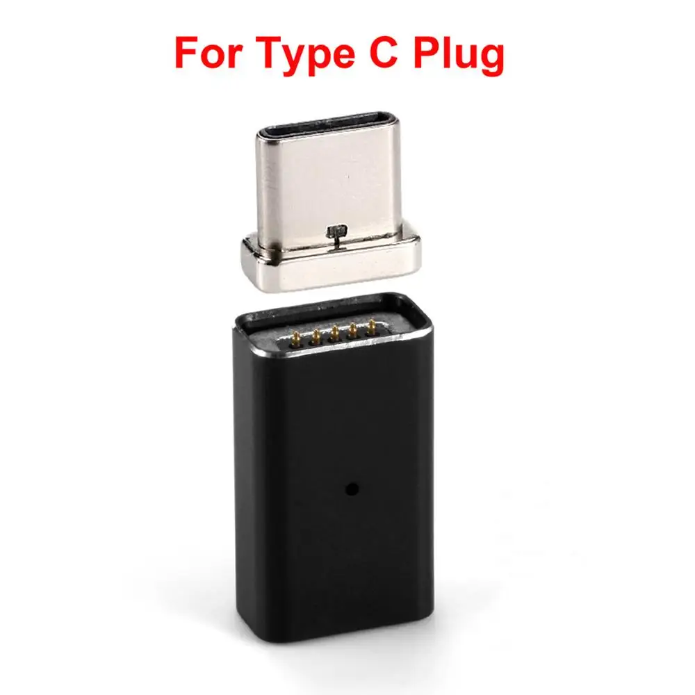 Магнитный Micro USB Женский к type C/для Lightning/Micro Мужской соединитель конвертер USB-C Android Магнитный телефонный адаптер металлический штекер - Цвет: Black For Type C