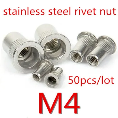 

50PCS/LOT M4 Stainless Steel Rivet Nut for m4 bolt insert nut (High Quality)
