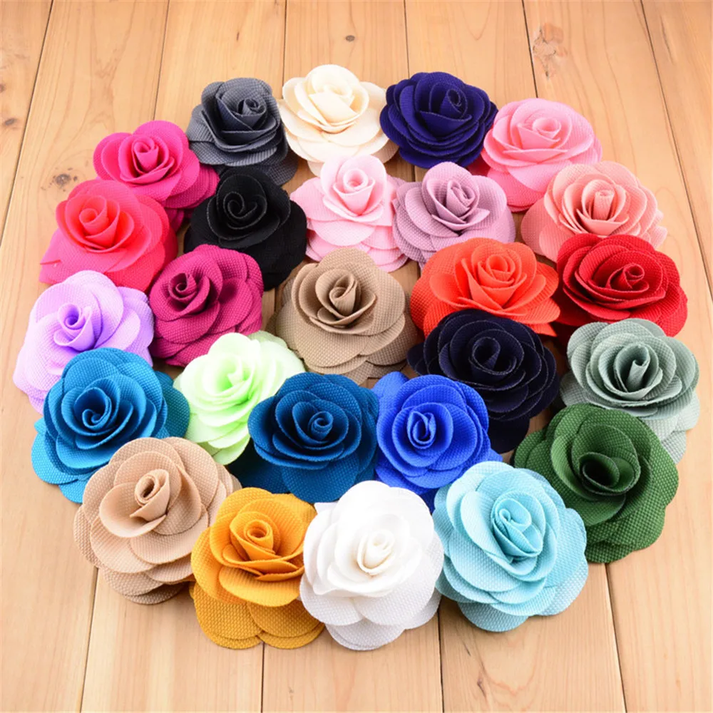 

23colors 100pcs/lot mix colors beautiful corn fabric burlap fabric flower shabby rose flower hair accessories