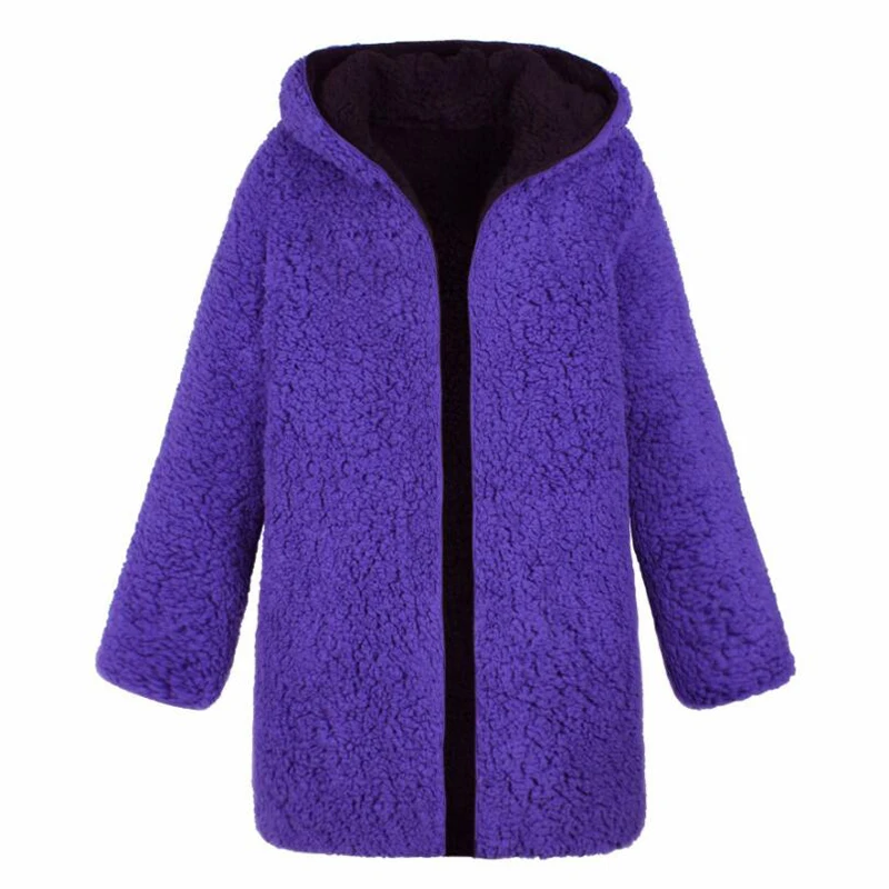 Женское кашемировое пальто с капюшоном утолщенный теплый кардиган флисовой