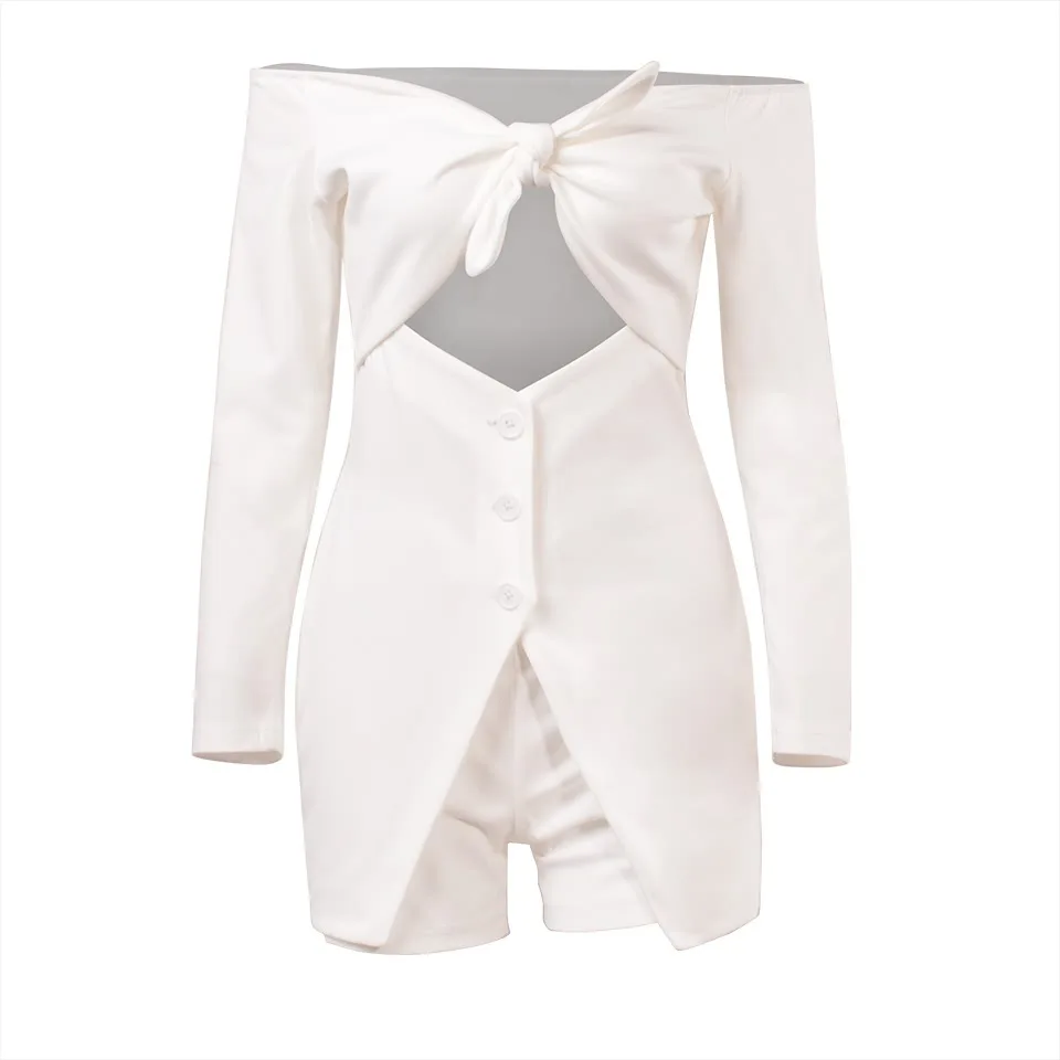 Женские сексуальные комбинезоны с высокой талией открытыми плечами бюстом и