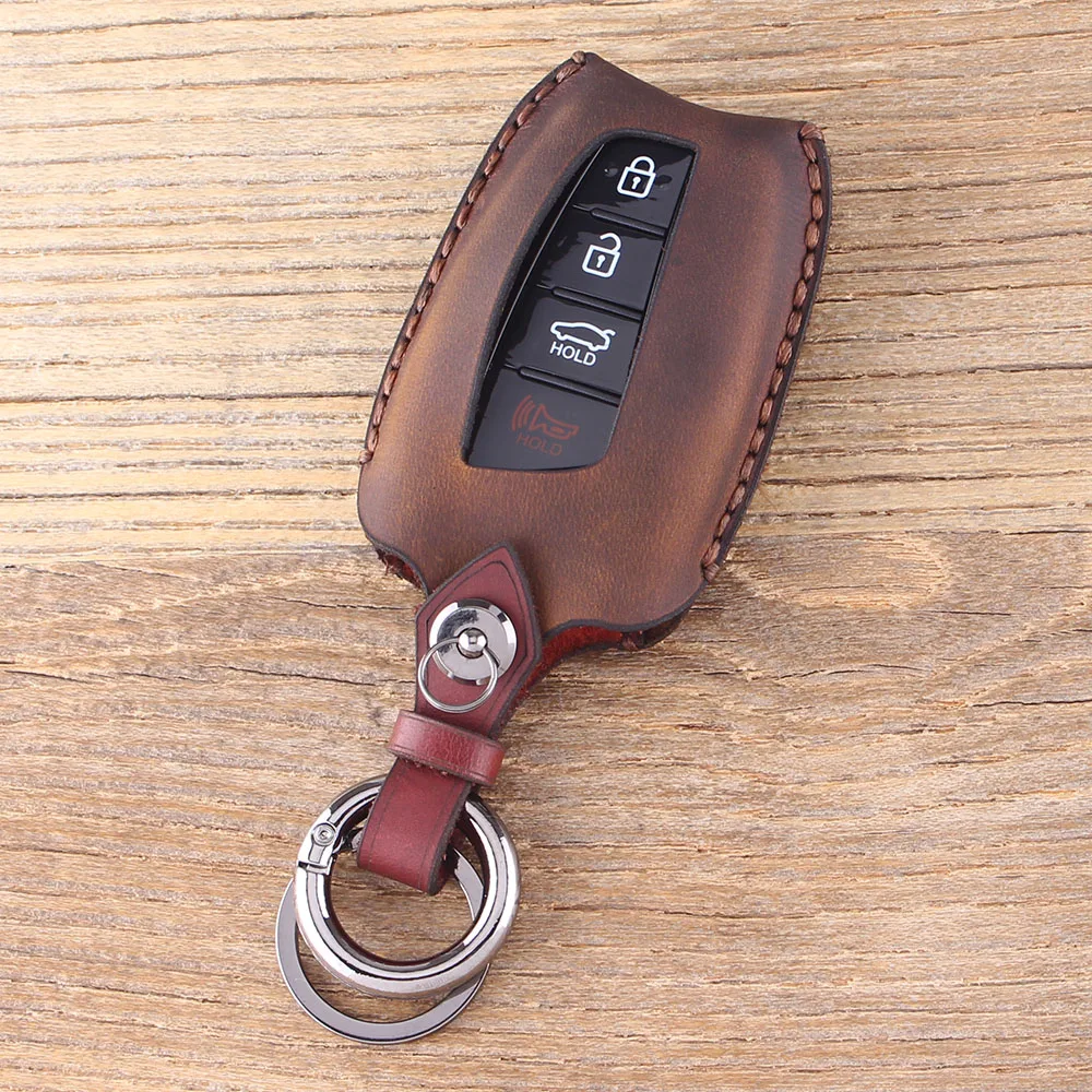 Чехол для ключей KEYYOU 4 кнопки Hyundai Genesis Santa Fe Equus Azera из натуральной кожи чехол