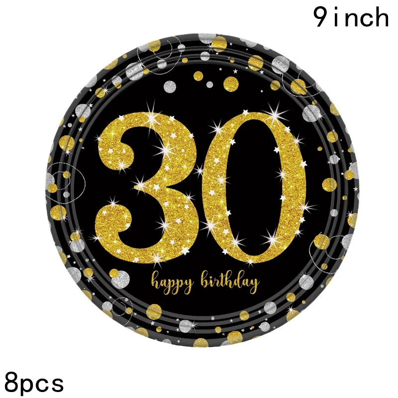8pcs 9inch plates Набор 21 30 40 50 60th от NOHOO День рождения украшения для взрослых 21 30 40 50 60 лет вечерние поставки - Цвет: 8pcs 9inch plates