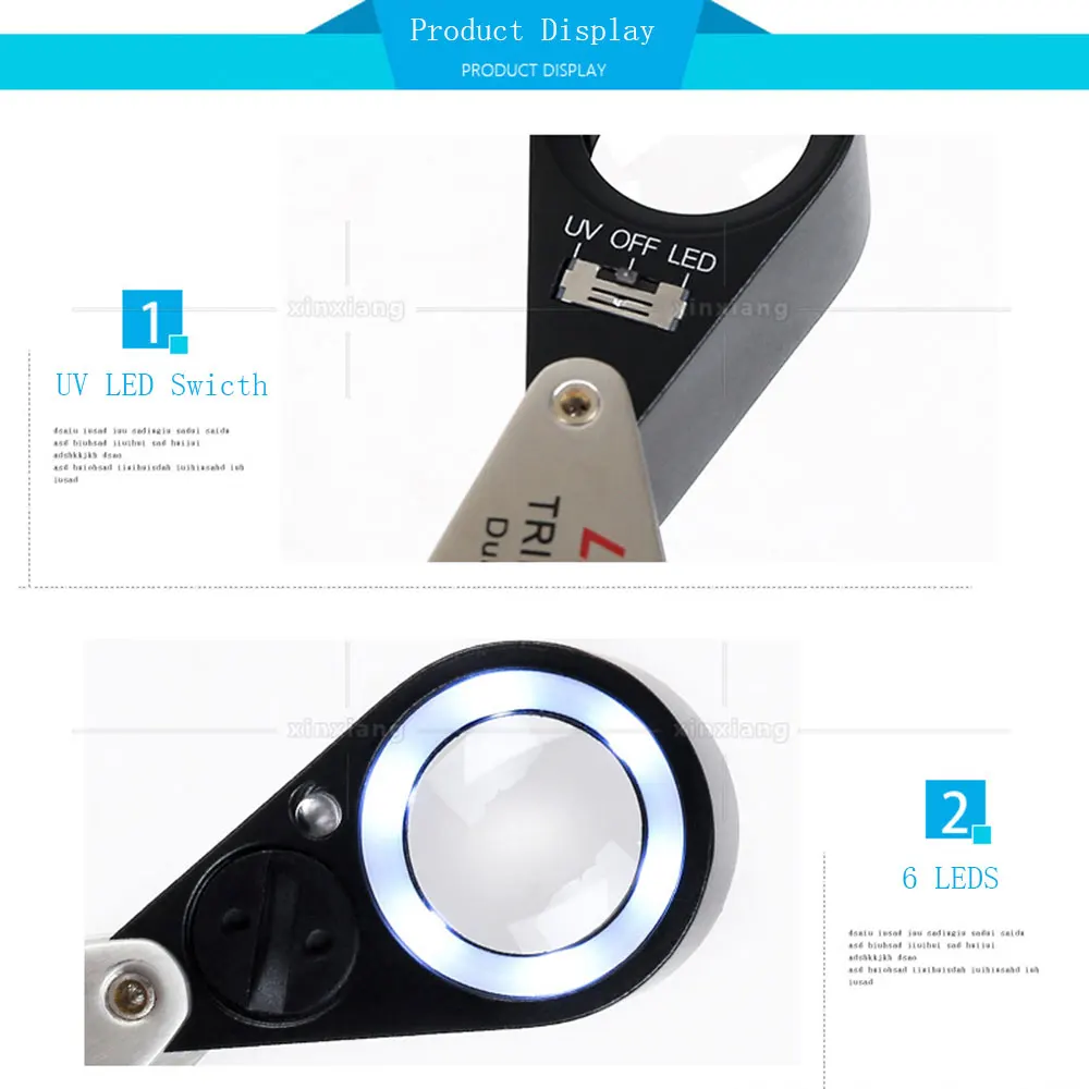 Профессиональное карманное увеличительное стекло со светодиодной подсветкой 10x