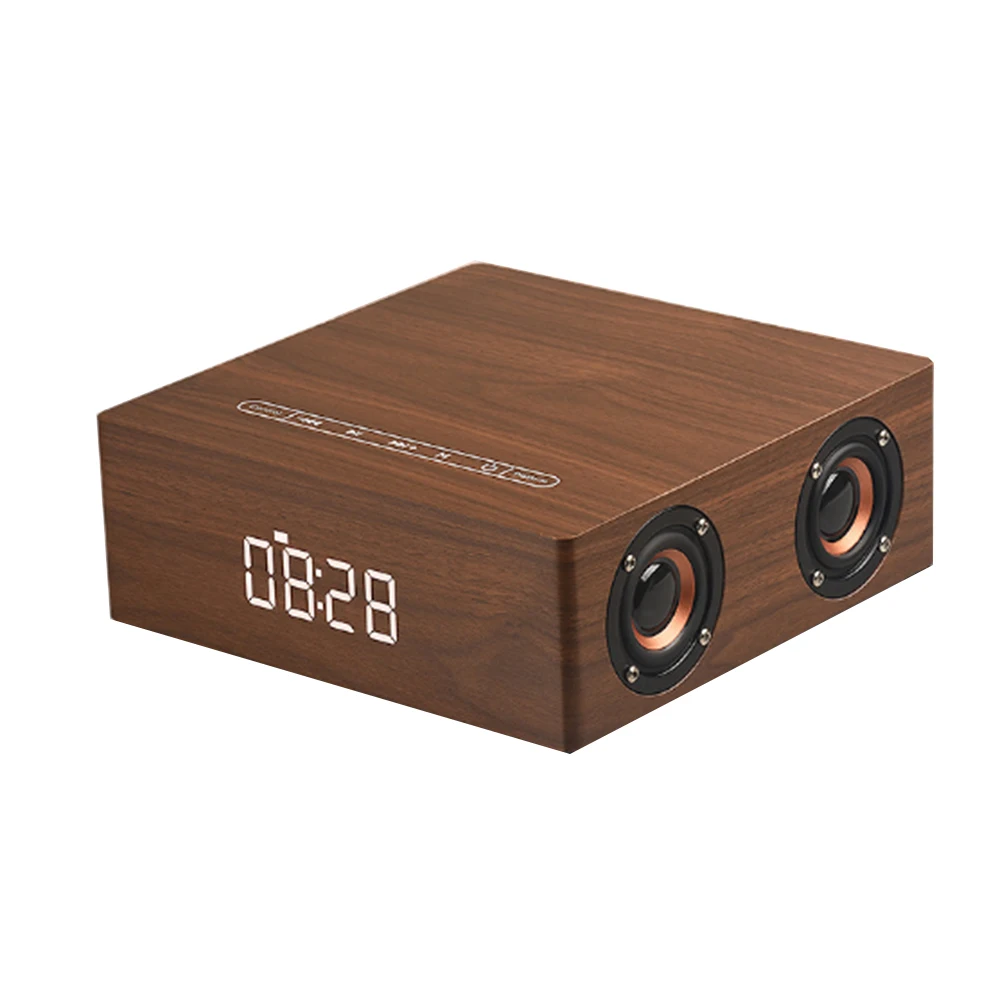 Mrosaa портативный деревянный bluetooth динамик цифровой будильник 12 Вт 4 динамика