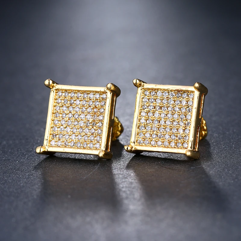 Emmaya квадратный AAA CZ Серьги-гвоздики для Для женщин Deluxe Boucles d'oreilles партии Jewels Brinco feminino циркония - Окраска металла: Золотой цвет