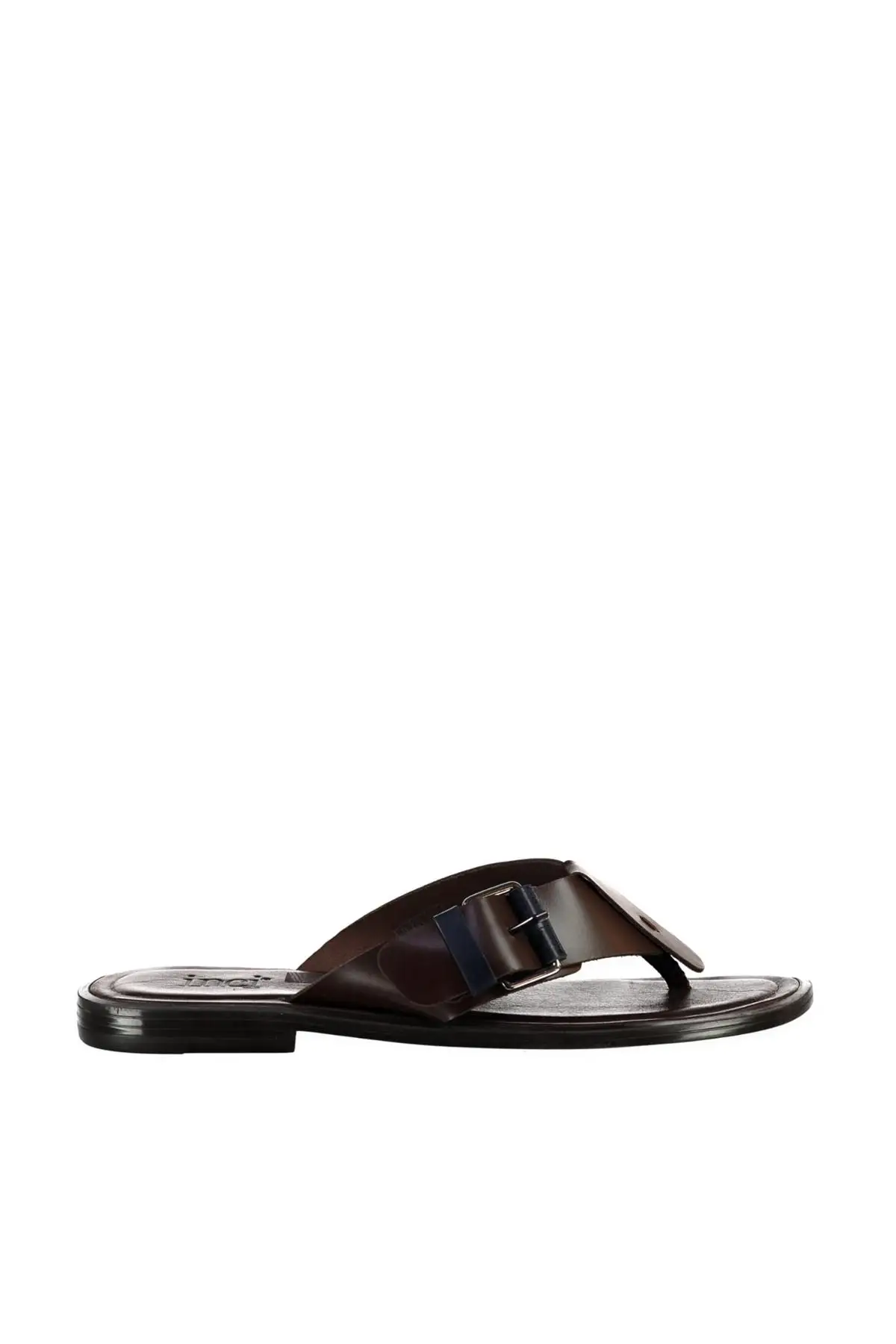 Перламутровые мужские тапочки из натуральной кожи цвет коричневый