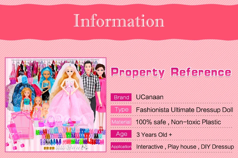 UCanaan DIY Dressup, игрушки для девочек, набор, кукла принцессы для детей, подвижное шарнирное тело, супер мульти аксессуары для кукол 30 см
