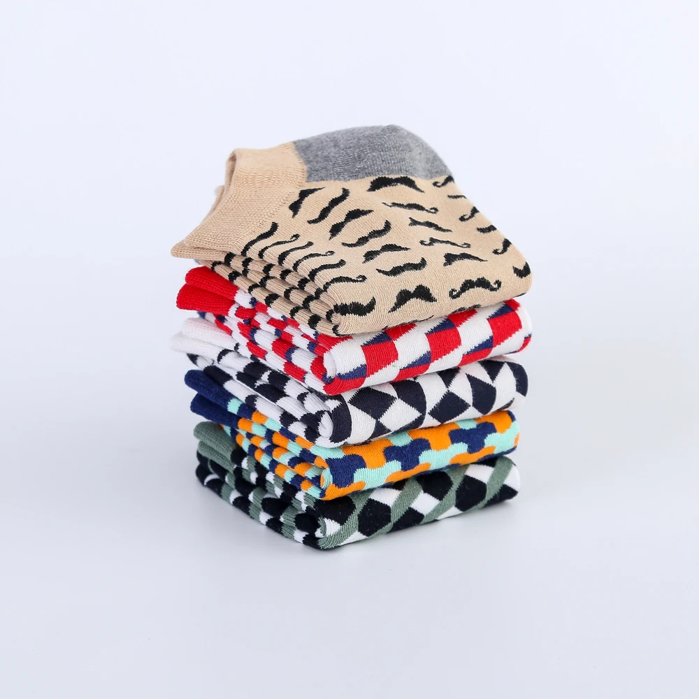 

Jhouson Colorful Classic Beard Geometry Pattern Funny Ankle Sock Fashion Men's Cotton Novelty Summer Casual Socks For Male