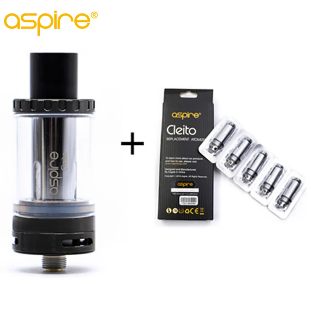Aspire cleito Sub Ohm танк e cig распылитель с и 5pcs Pack сменная катушка высвобожает больше
