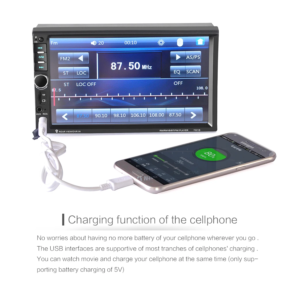 7021B 2 Din 12V автомобильное многофункциональное радио, сенсорный экран, Bluetooth MP3-плеер MP5 плеер Автомобильный многофункциональный плеер