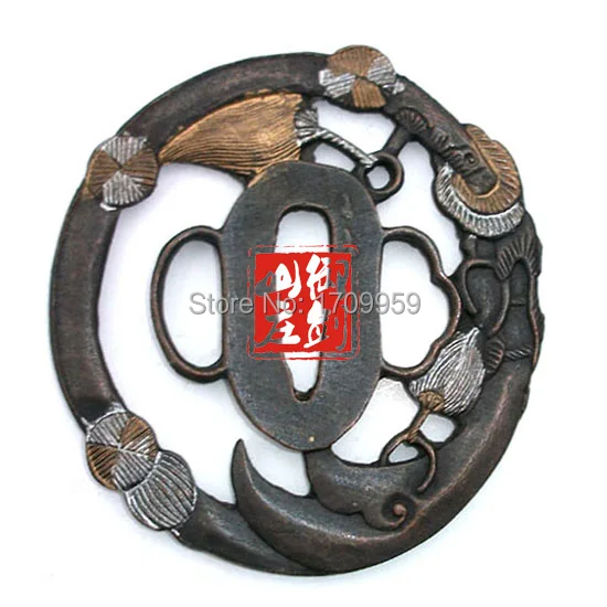 Чудесный сплав резной Tsuba Guard для японского вакидзаси Самурай меч катана хороший