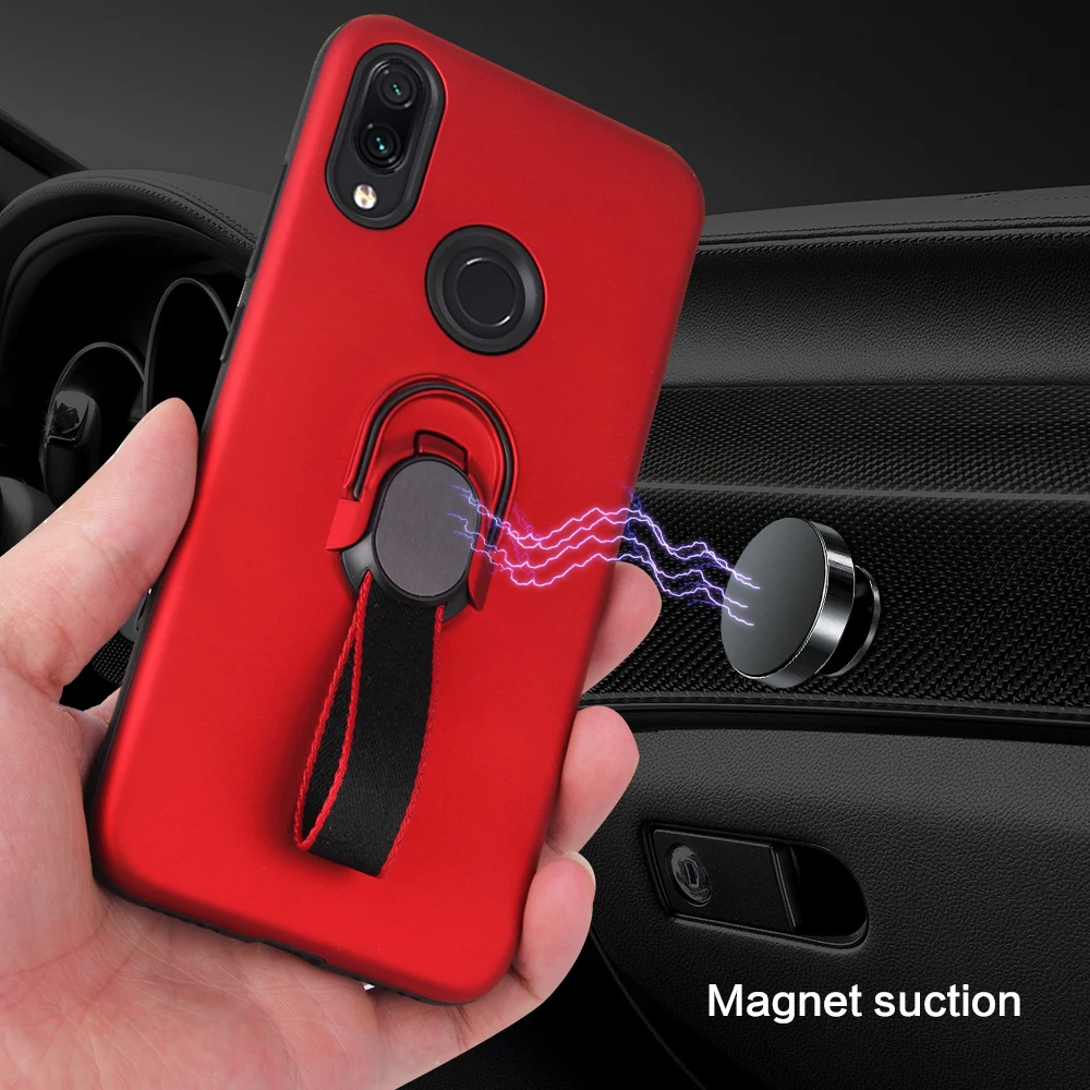 Alxun For Xiaomi Redmi Note7 Case Hard Shell PC + TPU With Stand Car Magnetic Protective Ring Weave Back Pro |