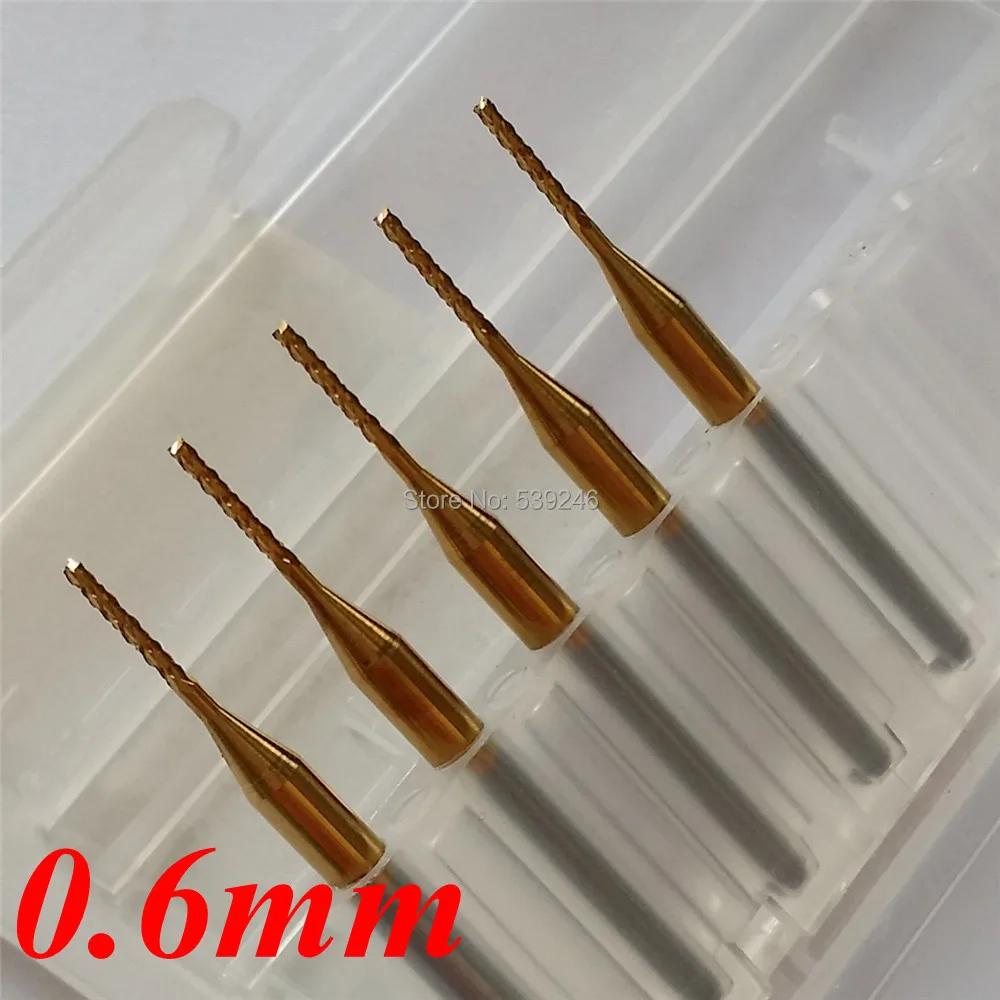 5 шт. 0.6 мм оловянного покрытия карбид гравировка бит чпу / PCB машина фрезы
